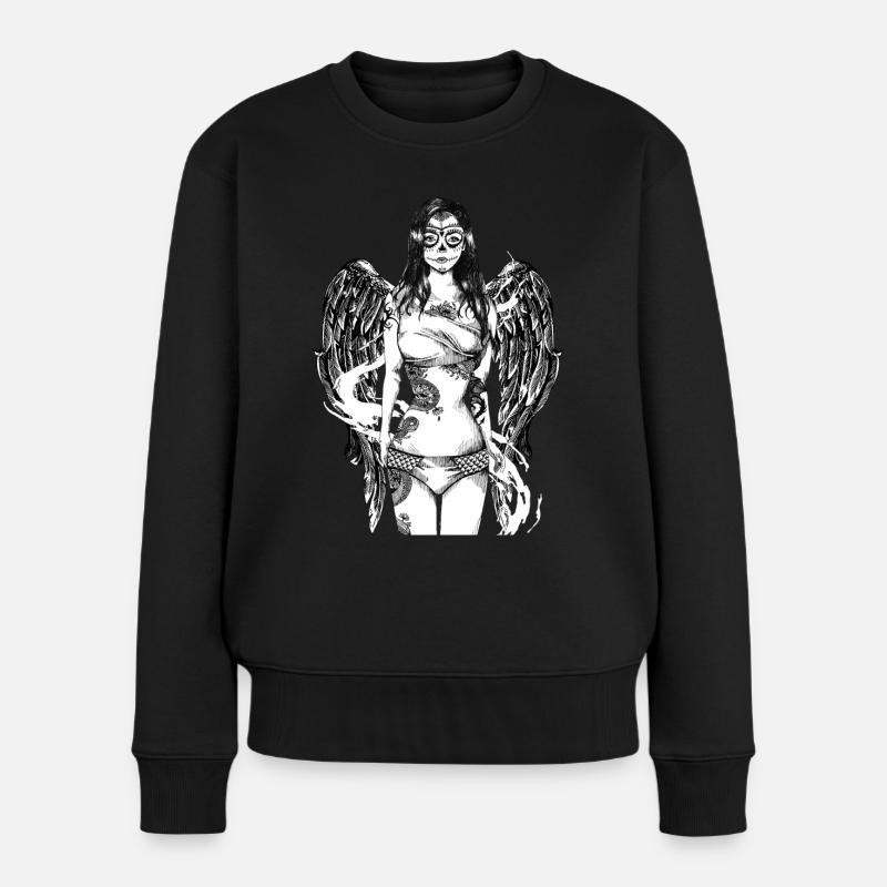 Tattoo Girl - Frauen Premium Bio Pullover - Schwarz