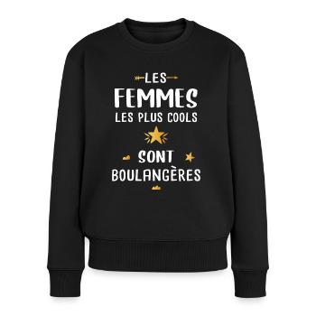 Cadeau Drôle Femme Boulangère Métier Boulangerie - Pull Premium bio Femme - noir - Devant - Julia (174cm)