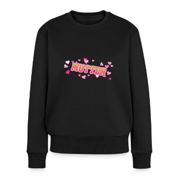 Mutter Herzen Design - Frauen Premium Bio Pullover - Schwarz - Vorne - Julia (174cm)