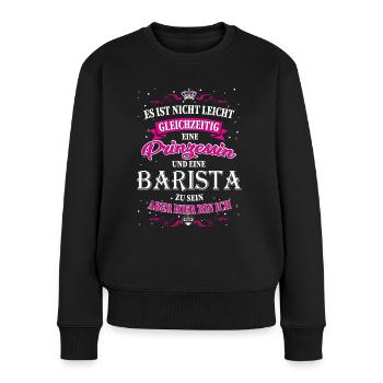 Barista und Prinzessin Design - Frauen Premium Bio Pullover - Schwarz - Vorne - Julia (174cm)