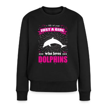 Just a Girl who loves Delphine Outfit - Frauen Premium Bio Pullover - Schwarz - Vorne - Julia (174cm)
