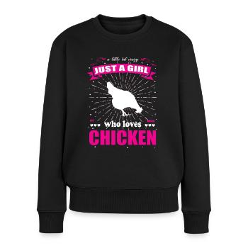 Just a Girl who loves Hühner Outfit - Frauen Premium Bio Pullover - Schwarz - Vorne - Julia (174cm)