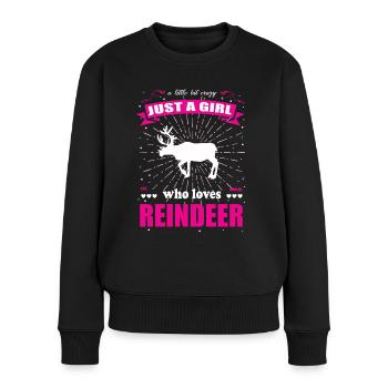 Just a Girl who loves Rentier Outfit - Frauen Premium Bio Pullover - Schwarz - Vorne - Julia (174cm)