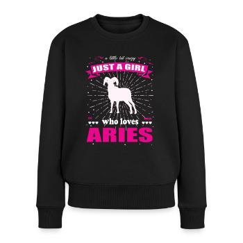 Just a Girl who loves Widder Outfit - Frauen Premium Bio Pullover - Schwarz - Vorne - Julia (174cm)
