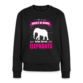 Just a Girl who loves Elefanten Outfit - Frauen Premium Bio Pullover - Schwarz - Vorne - Julia (174cm)