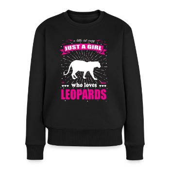 Just a Girl who loves Leoparden Outfit - Frauen Premium Bio Pullover - Schwarz - Vorne - Julia (174cm)