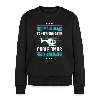 Coole Omas fliegen Hubschrauber - Frauen Premium Bio Pullover - Schwarz - Vorne - Julia (174cm)