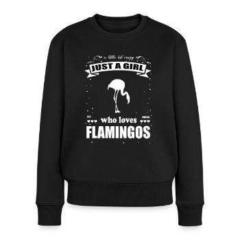 Just a Girl who loves Flamingos Outfit - Frauen Premium Bio Pullover - Schwarz - Vorne - Julia (174cm)