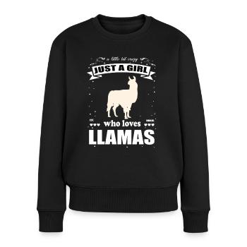 Just a Girl who loves Lamas Outfit - Frauen Premium Bio Pullover - Schwarz - Vorne - Julia (174cm)
