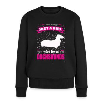 Just a Girl who loves Dackel Outfit - Frauen Premium Bio Pullover - Schwarz - Vorne - Julia (174cm)