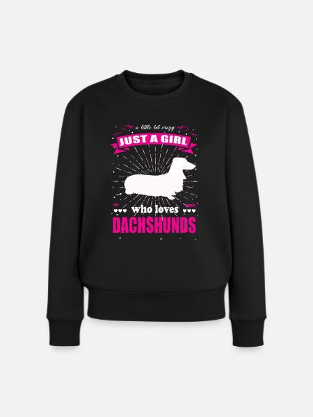 Just a Girl who loves Dackel Outfit - Frauen Premium Bio Pullover - Schwarz