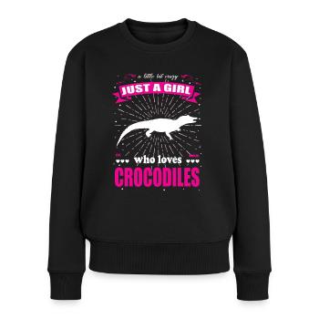 Just a Girl who loves Krokodile Outfit - Frauen Premium Bio Pullover - Schwarz - Vorne - Julia (174cm)