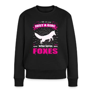 Just a Girl who loves Füchse Outfit - Frauen Premium Bio Pullover - Schwarz - Vorne - Julia (174cm)