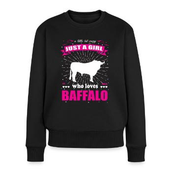 Just a Girl who loves Büffel Outfit - Frauen Premium Bio Pullover - Schwarz - Vorne - Julia (174cm)