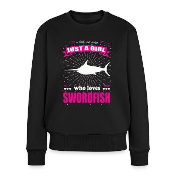 Just a Girl who loves Schwertfisch Outfit - Frauen Premium Bio Pullover - Schwarz - Vorne - Julia (174cm)