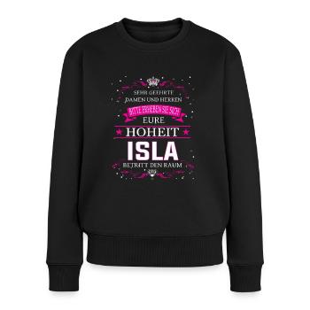 Votre Altesse Isla entre dans la pièce - Pull Premium bio Femme - noir - Devant - Julia (174cm)