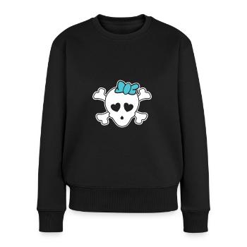Mariée pirate avec nœud de cheveux bleu - Pull Premium bio Femme - noir - Devant - Julia (174cm)