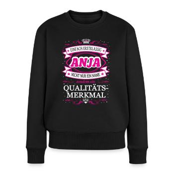 Caractéristique de qualité Anja tout simplement une tenue de première classe - Pull Premium bio Femme - noir - Devant - Julia (174cm)