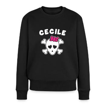 Piratin Cecile Design für Mädchen und Frauen - Frauen Premium Bio Pullover - Schwarz - Vorne - Julia (174cm)