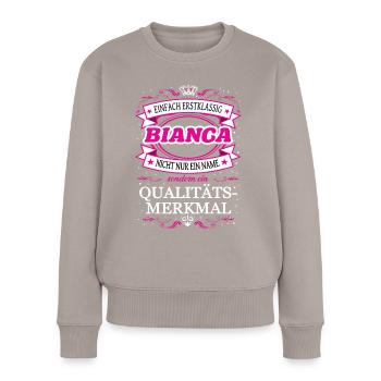 Qualitätsmerkmal Bianca einfach Erstklassig Outfit - Frauen Premium Bio Pullover - Taupe - Vorne - Julia (174cm)
