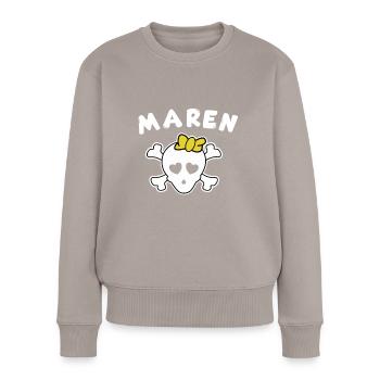 Design Pirate Maren pour les filles et les femmes - Pull Premium bio Femme - taupe - Devant - Julia (174cm)