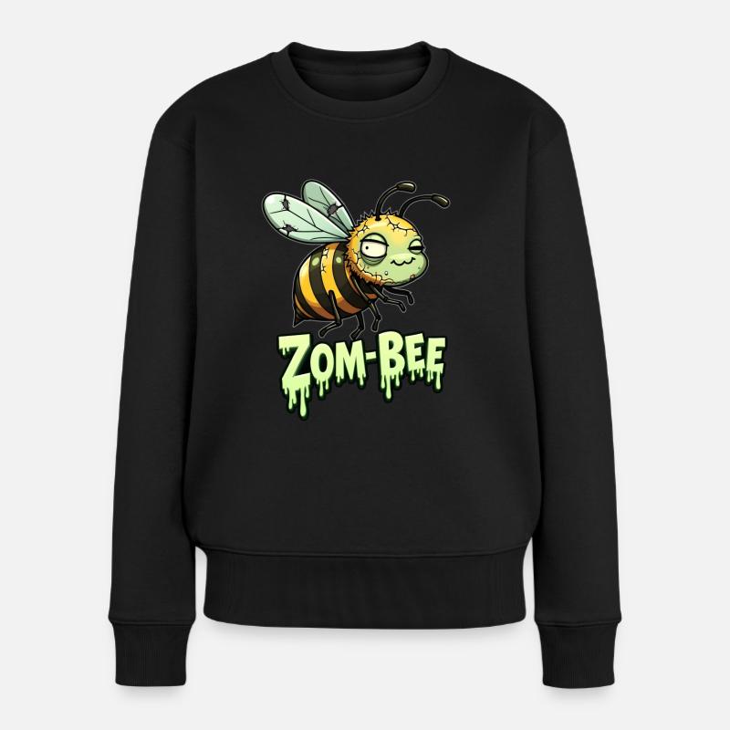 Zom-Bee - Biene als Zombie - Frauen Premium Bio Pullover - Schwarz