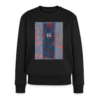 Sakura Sumi-e Kanji Foncé - Pull Premium bio Femme - noir - Devant - Julia (174cm)