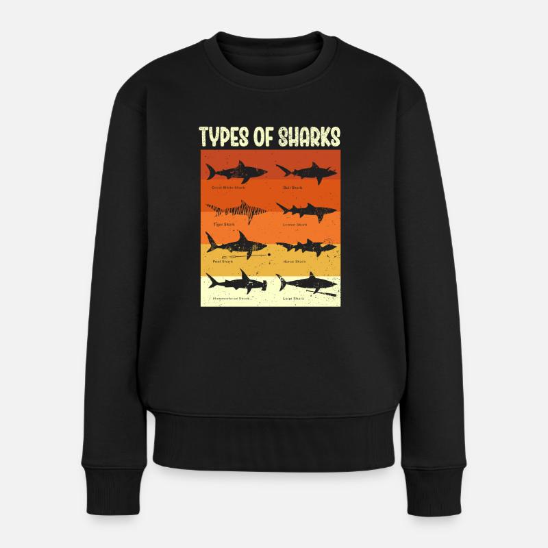 Types of Sharks - Frauen Premium Bio Pullover - Schwarz