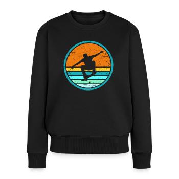 Skater Skateboard Skateboarding Tricks Skaten - Frauen Premium Bio Pullover - Schwarz - Vorne - Julia (174cm)
