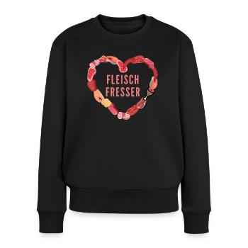 Fleisch Fresser Design Meat Fisch Wurst Herz - Frauen Premium Bio Pullover - Schwarz - Vorne - Julia (174cm)