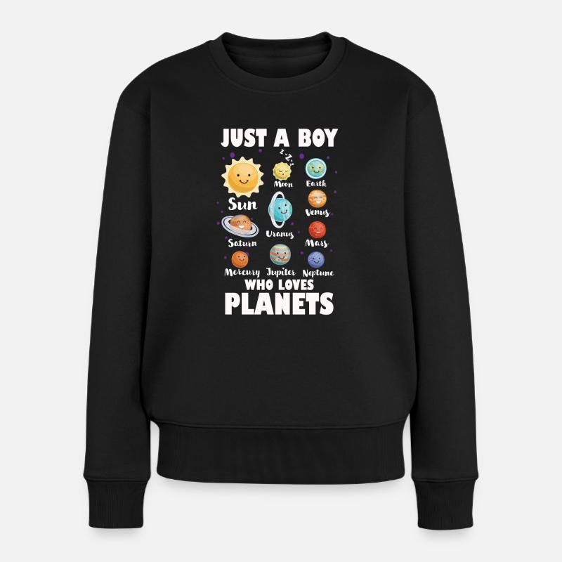 Nur ein Junge, der das Sonnensystem der Planeten liebt - Frauen Premium Bio Pullover - Schwarz
