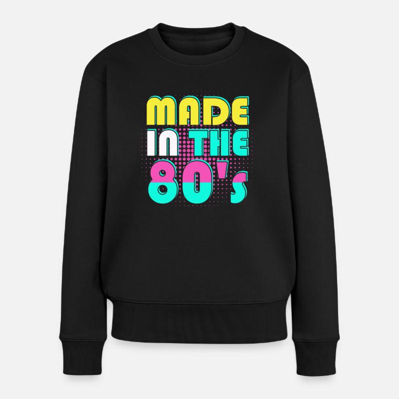 80er Die Musik der 80er - Frauen Premium Bio Pullover - Schwarz