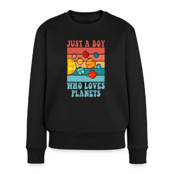 Juste un garçon qui aime les planètes du système solaire - Pull Premium bio Femme - noir - Devant - Julia (174cm)
