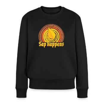 Ahornsirup Baum Klopfen Lustiger Herbstpfannkuchen - Frauen Premium Bio Pullover - Schwarz - Vorne - Julia (174cm)