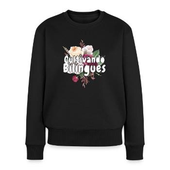 Cultivando Bilingües Spanischlehrer Bekleidung - Frauen Premium Bio Pullover - Schwarz - Vorne - Julia (174cm)