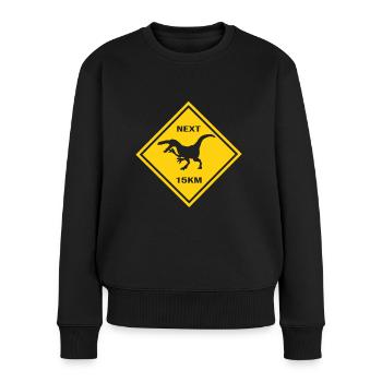 Achtung Herrasaurus kreuzt die Straße Design - Frauen Premium Bio Pullover - Schwarz - Vorne - Julia (174cm)