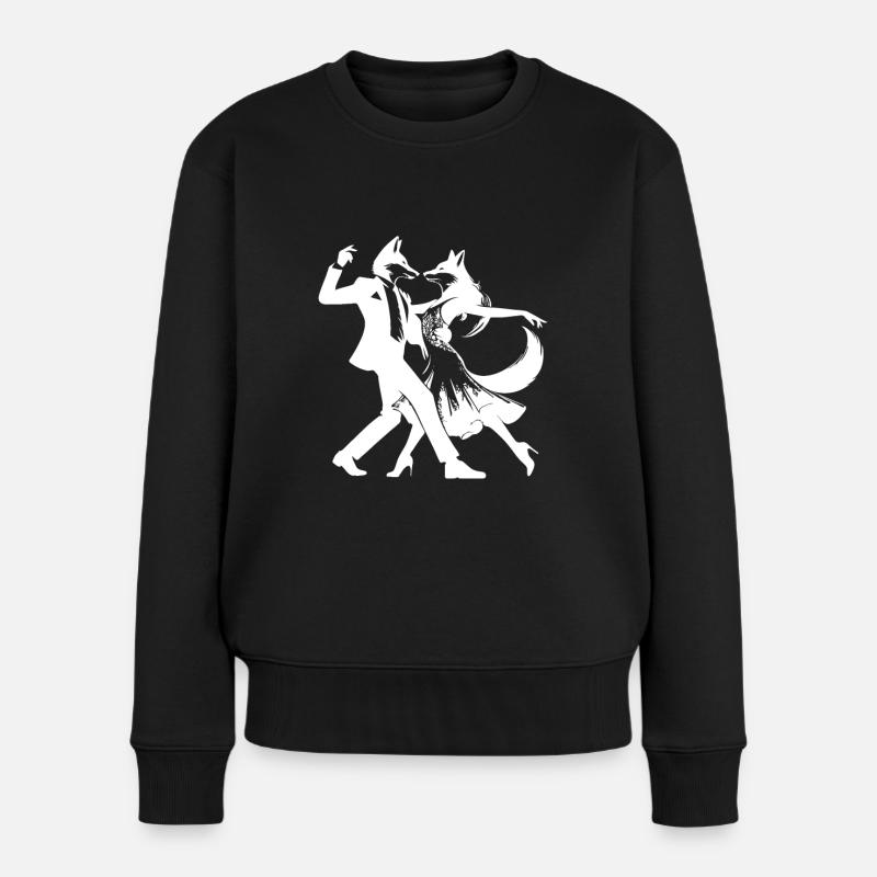 Cooles Tango Design: Zwei tanzende Füchse! - Frauen Premium Bio Pullover - Schwarz