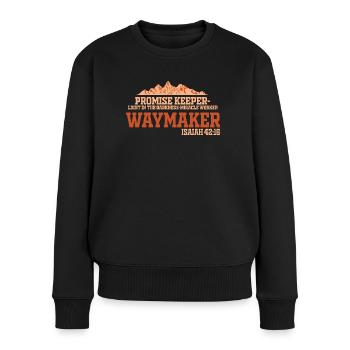 Wegweiser, Versprechenshüter, Wundertäter - Frauen Premium Bio Pullover - Schwarz - Vorne - Julia (174cm)