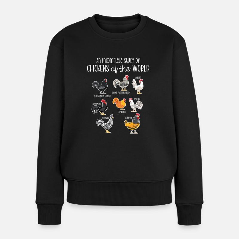 Hühner der Welt - Frauen Premium Bio Pullover - Schwarz