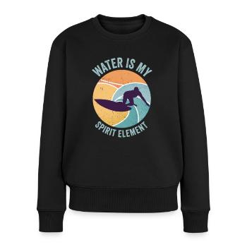 Water Wave Spirit Element Ocean Surfer - Women's Premium Organic Jumper - black - Front - Julia (174cm)