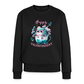 Bonne Saint-Valentin en couple amoureux - Mignon Hibou - Pull Premium bio Femme - noir - Devant - Julia (174cm)