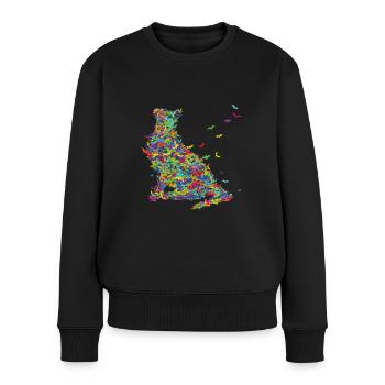 Katzenbesitzer Tierliebhaber Halloween - Frauen Premium Bio Pullover - Schwarz - Vorne - Julia (174cm)