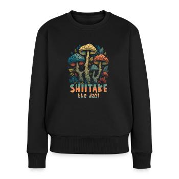 Shiitake Pilz Wald Pilz Shiitake Moral Vegan Umami - Frauen Premium Bio Pullover - Schwarz - Vorne - Julia (174cm)