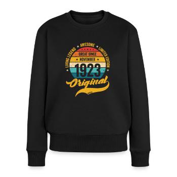 Retro 100 Years November 1923 Birthday Vintage - Women's Premium Organic Jumper - black - Front - Julia (174cm)
