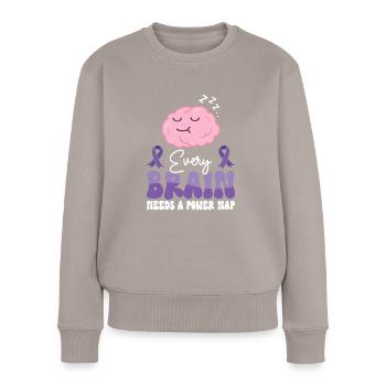 Sensibilisation à la maladie d’Alzheimer Santé mentale du cerveau - Pull Premium bio Femme - taupe - Devant - Julia (174cm)