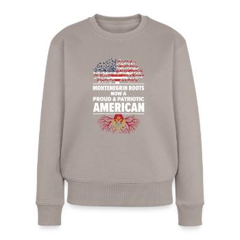 Montenegrinischer amerikanischer Patriot USA - Frauen Premium Bio Pullover - Taupe - Vorne - Julia (174cm)