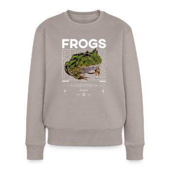 Gehörnter Frosch Streetwear Froschhüter - Frauen Premium Bio Pullover - Taupe - Vorne - Julia (174cm)
