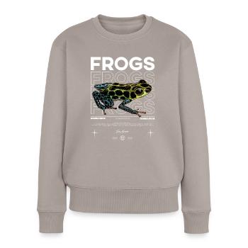 Ranitomeya Imitator Frog Streetwear Frog Keeper - Frauen Premium Bio Pullover - Taupe - Vorne - Julia (174cm)