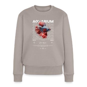 Betta Fish Keeper Moderne Streetwear - Frauen Premium Bio Pullover - Taupe - Vorne - Julia (174cm)