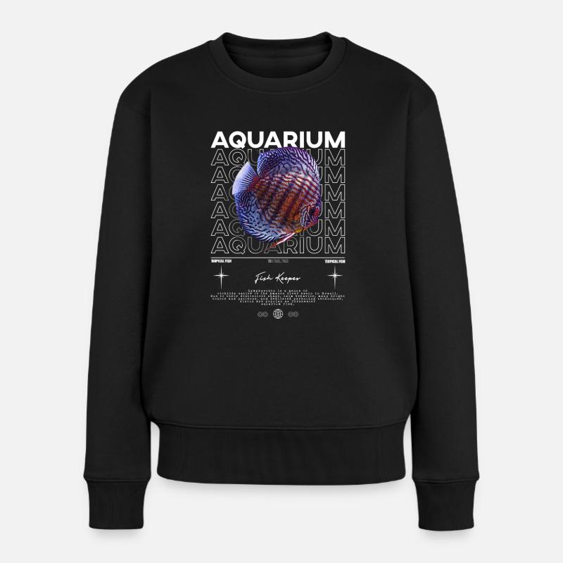 Discus Cichlid Fish Keeper Modern Streetwear - Frauen Premium Bio Pullover - Schwarz